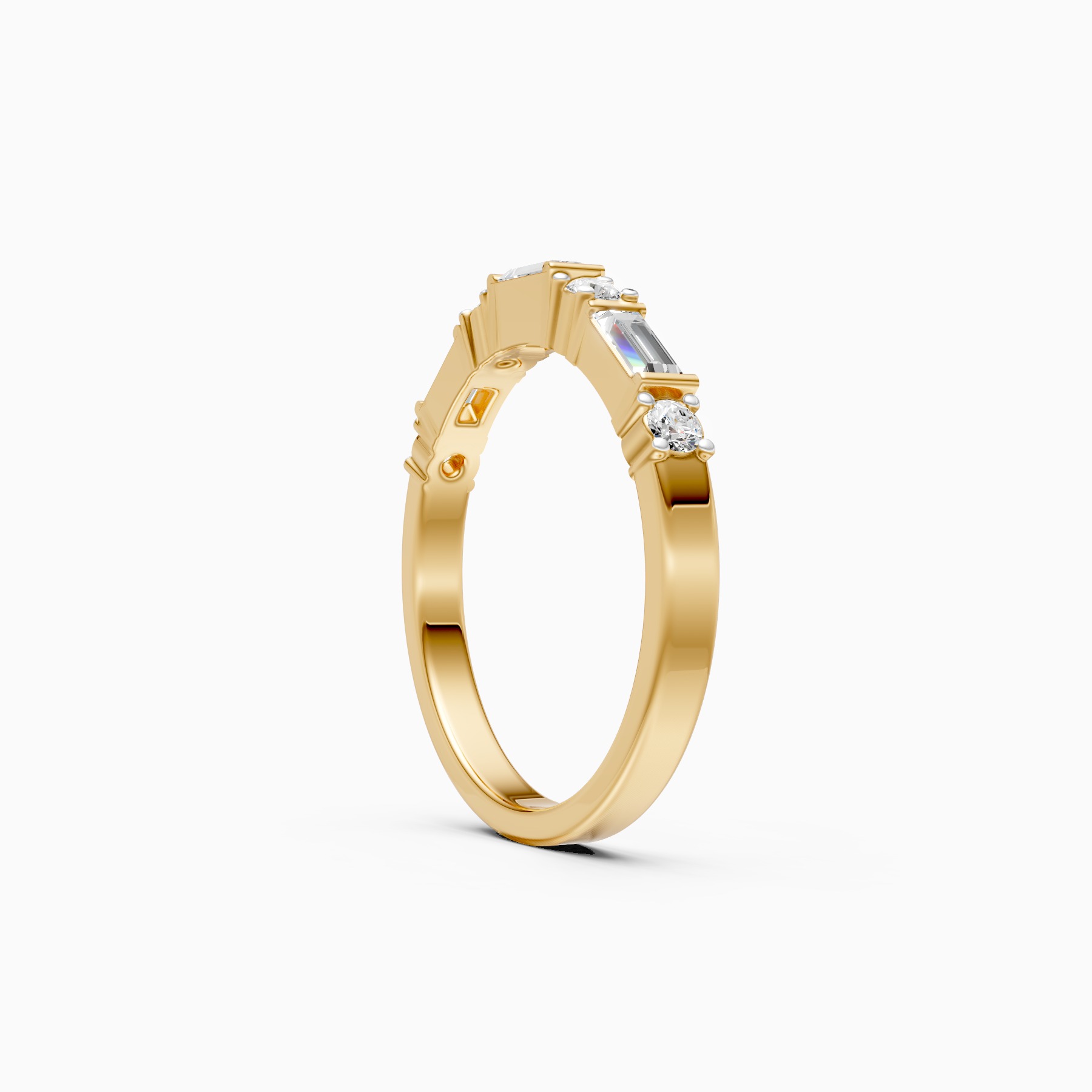 Baguette & Round Lab Grown Diamond Stacking Band